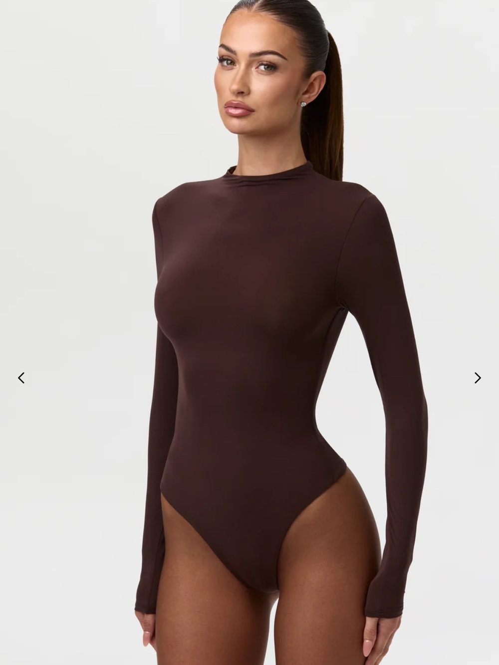 naked wardrobe Dark Brown High-Rise Leggings and long sleeve bodysuit - Picture 2 of 6